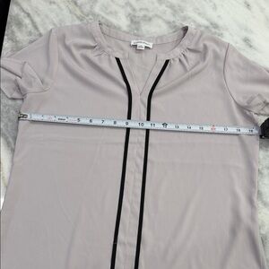 Calvin Klein Pale Lavender Blouse with Black Vertical Trim